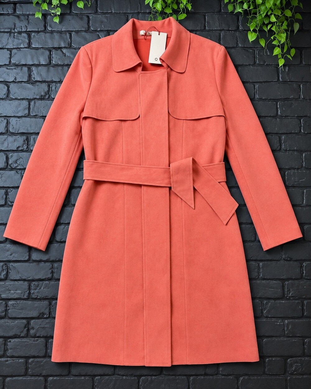 Solitaire Coral Belted Trench Coat / Jacket – Size XL – NWT